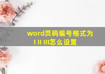 word页码编号格式为I II III怎么设置